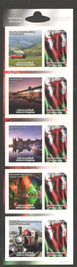 (image for) UK0064 North Wales Attractions Universal Mail Stamps Dated: 06/12 - Click Image to Close